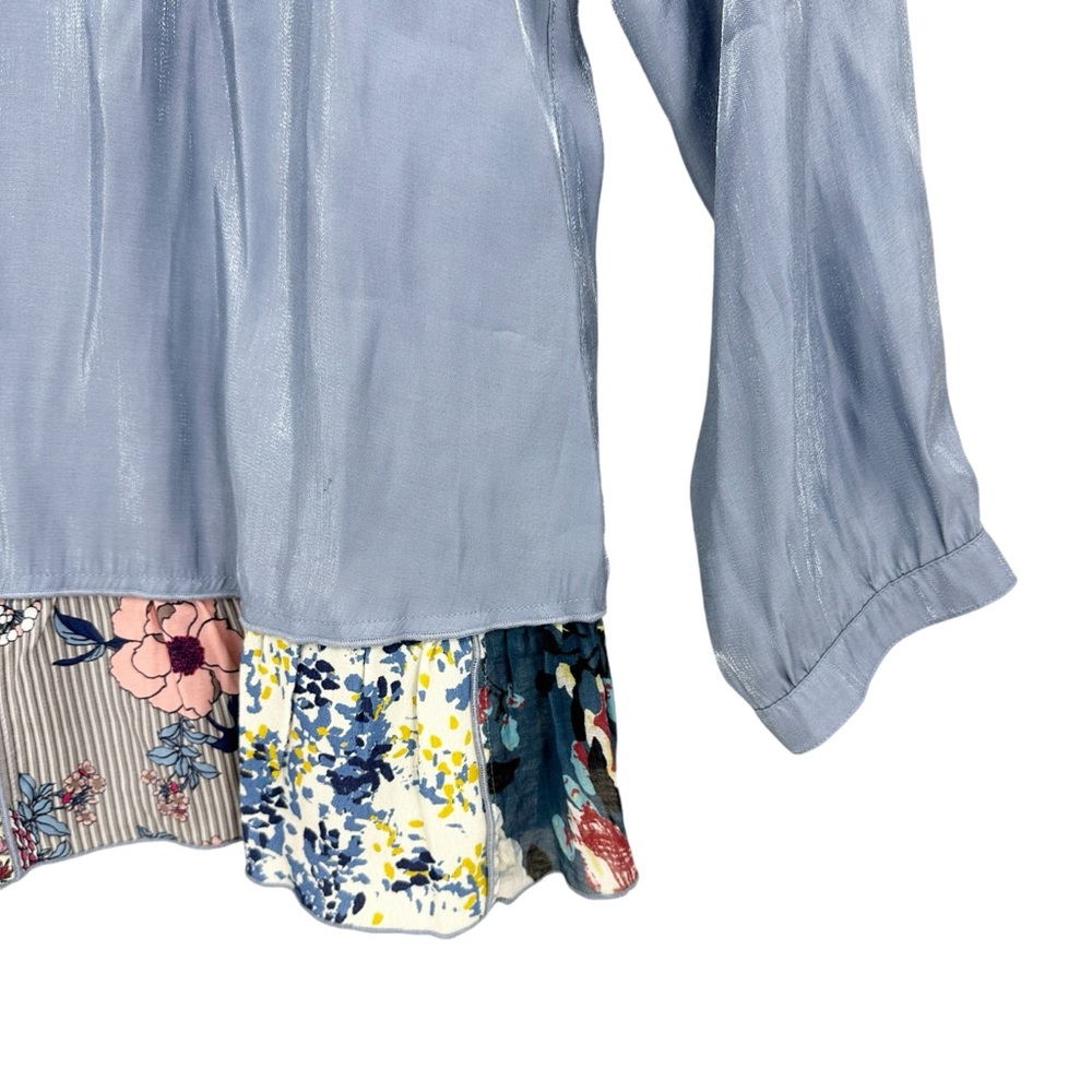 John Mark Top Blue Haze Patchwork Trim Lightweigh… - image 4